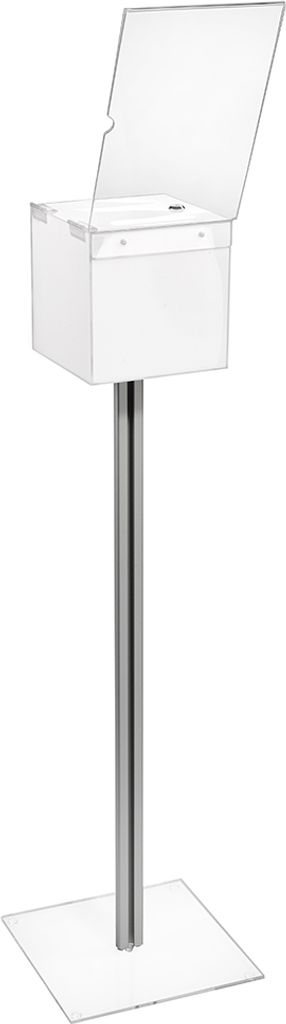 Bodengestell mit abschließbarer Losbox aus opalem Acrylglas Produktbild 4