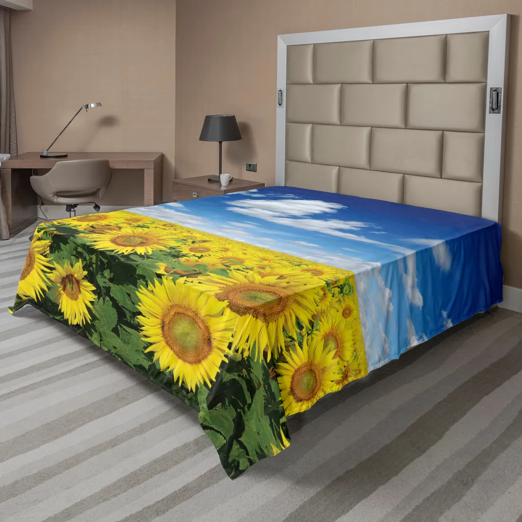 Drap plat décoratif pour lit XXL thème campagne et nature 266 cm x 260 cm