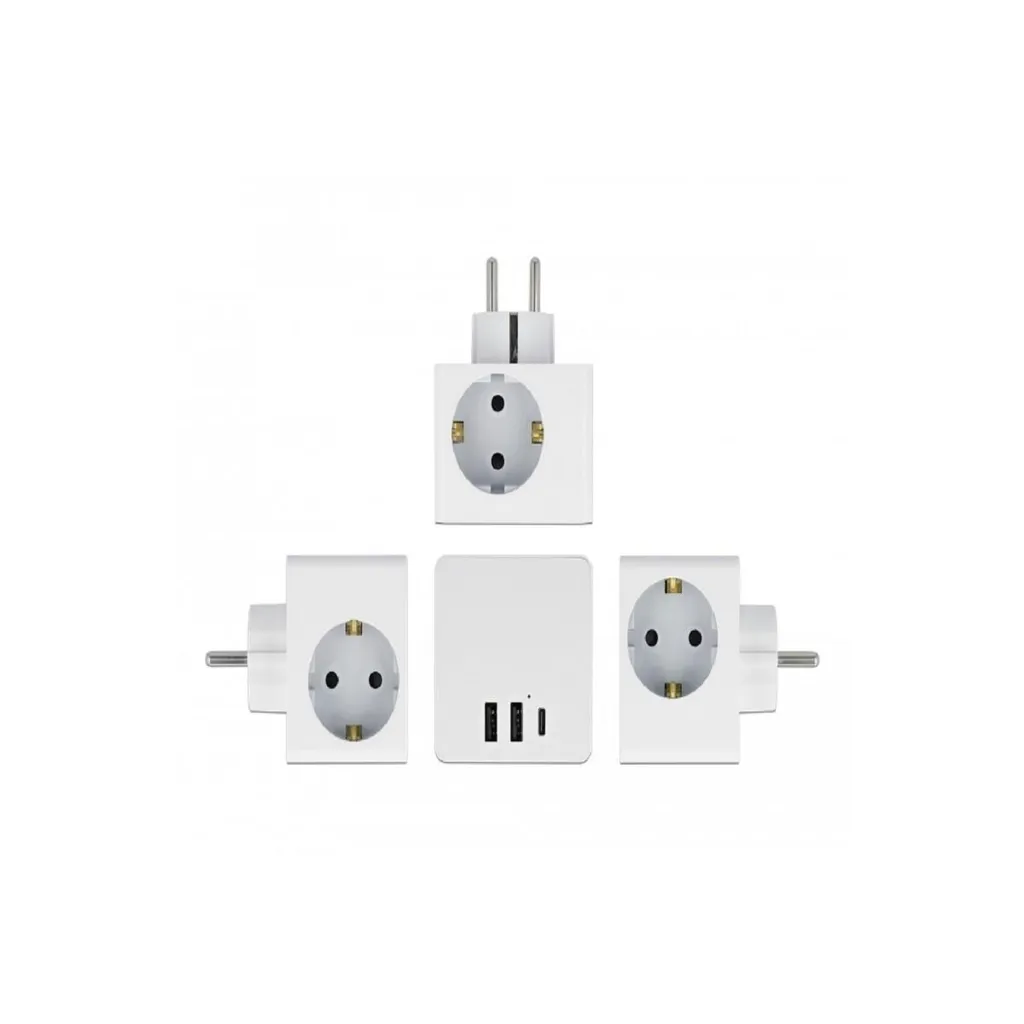 Multiprise cube 3 socles avec ports de charge USB pour bureau compact