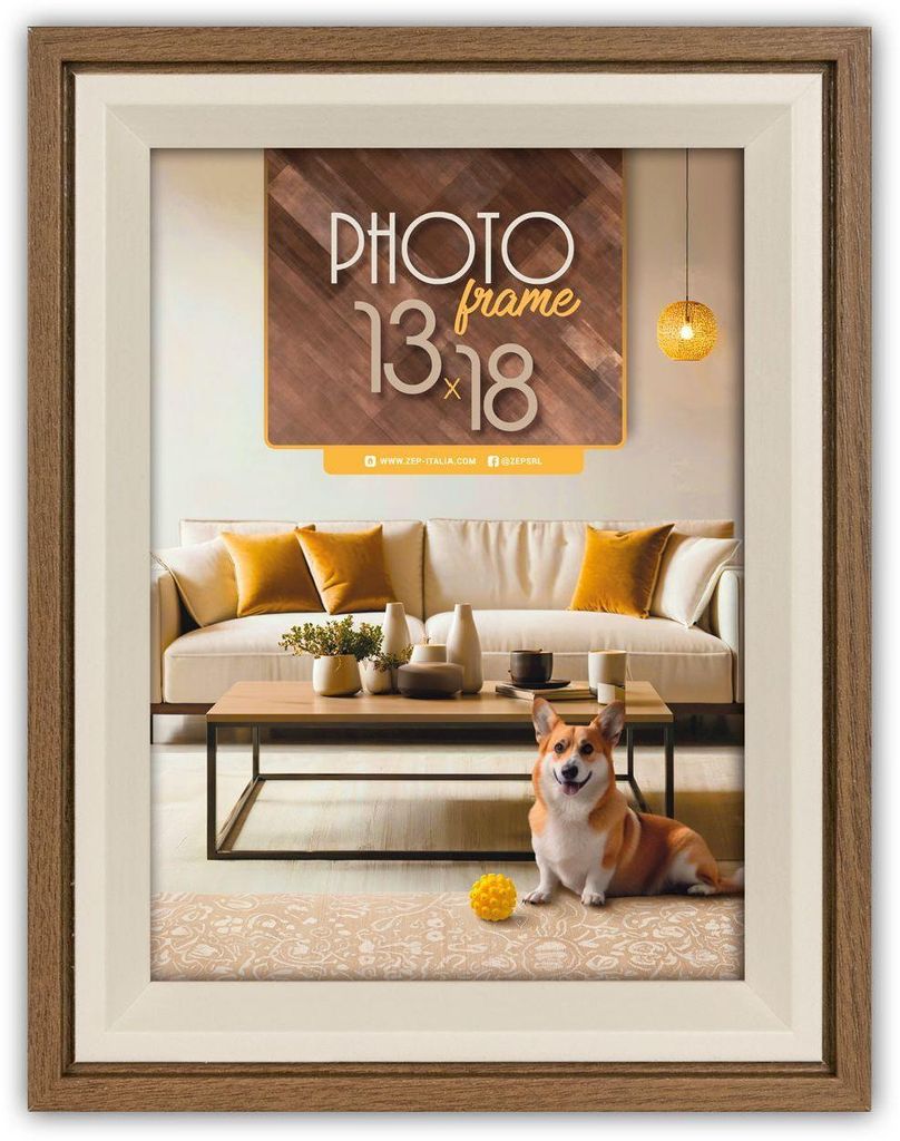 ZEP Bologna Bilderrahmen braun 18x24 cm MDF Holzoptik Klarglasscheibe