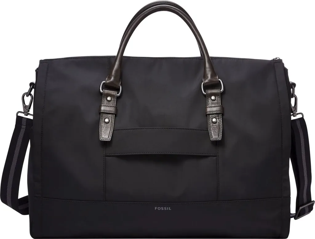 Housse de Costume et Sac de Voyage Fossil Dillon Noir en Cuir Grainé