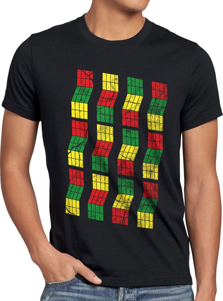 style3 Sheldon Cubes Herren T-Shirt, Größe:4XL, Farbe:Schwarz