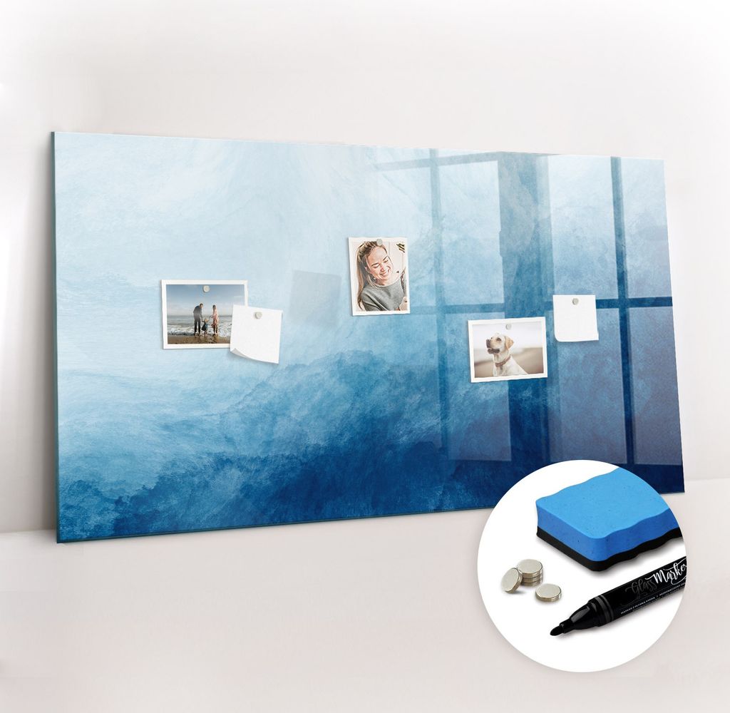 Magnetpinnwand Memoboard - Zubehörsatz - Schwarzer Marker + Schwamm + Magnete - 120 x 60 cm - Wasserentnahme