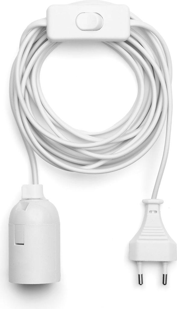 Lampenfassung max. 60W E27 Weiß 3,5m Kabel mit Stecker & Produktbild 