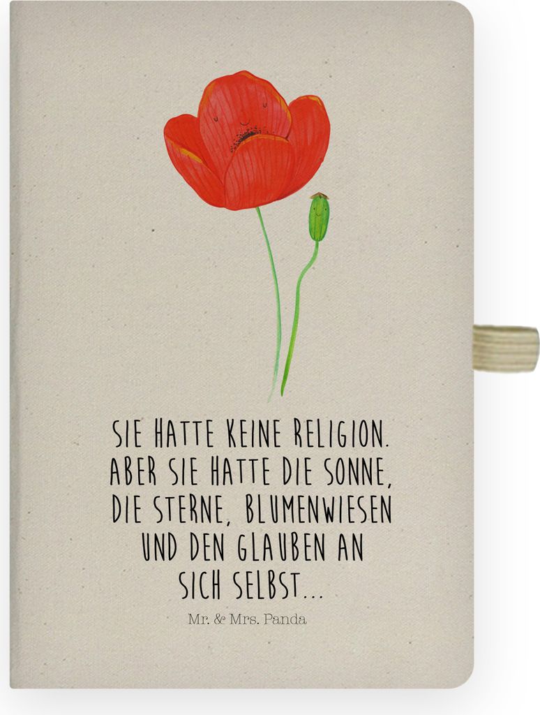 Mr. & Mrs. Panda notizbuch Blume Mohnblume - Transparent - Geschenk, a4, Garten, Skizzenbuch, Mohn, Adressbuch, Glaube, Religion, Journal, Tagebuch...