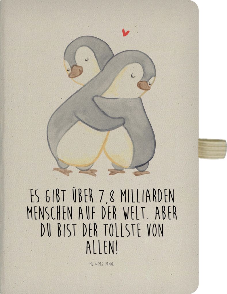 Mr. & Mrs. Panda notizbuch Pinguine Kuscheln - Transparent - Geschenk, für Frauen, Hardcover A4, Partner, Adressbuch, Skizzenbuch, Journal, Mitbri...