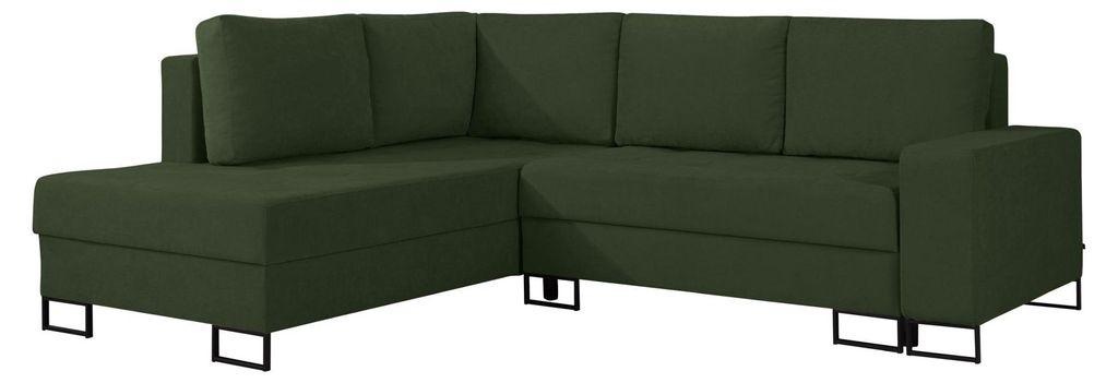 Selsey Larelle – Ecksofa mit Schlaffunktion & Bettkasten, Chenille, Ottomane links, Grün