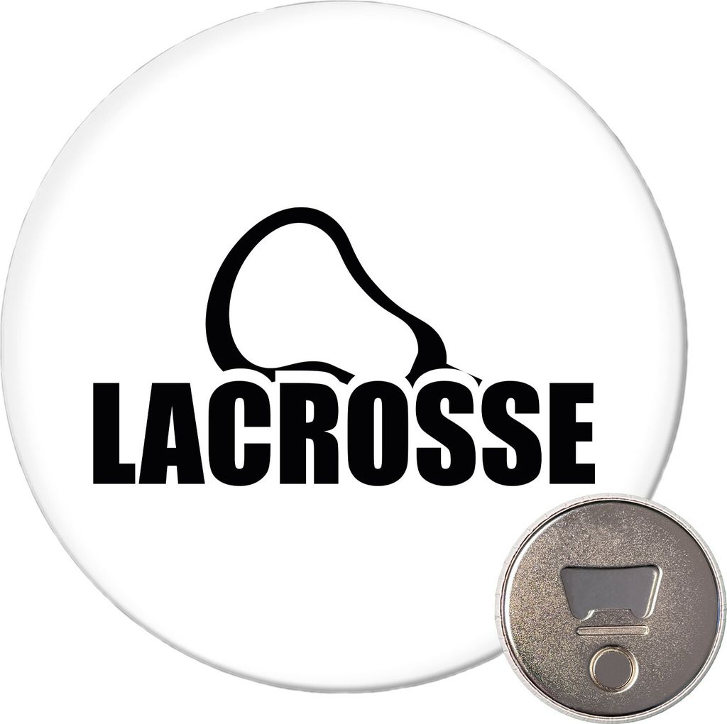 Huuraa Magnet Lacrosse Schriftzug 59mm Kühlschrankmagnet rund Flaschenöffner Geschenkidee
