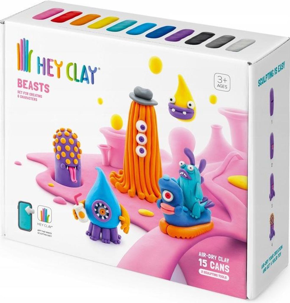 TMT HeyClay Massa in plastica.Bestie 15 barattoli 07117 Immagine del prodotto 
