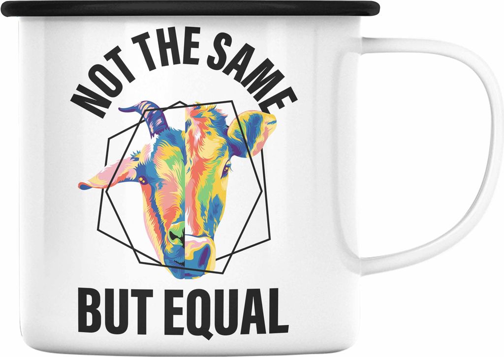Trendation - Veganer Geschenk Lustige Emaille Tasse Vegetarier Geschenkidee Emaille Tasse Lustig für Geschenkset oder Geschenkbox Vagenerin (Schwarz)