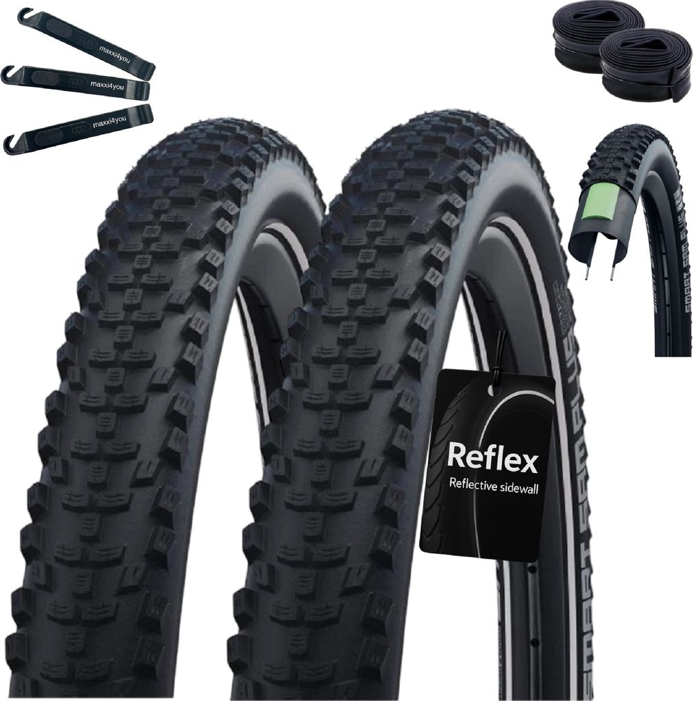 Schwalbe SMART SAM PLUS 2 x Performance E-50 Fahrradreifen DD GreenGuard Schwarz/Reflex 57-622 (29 x 2.25") + 2 x Schwalbe Schläuche DV19 inkl. ma...