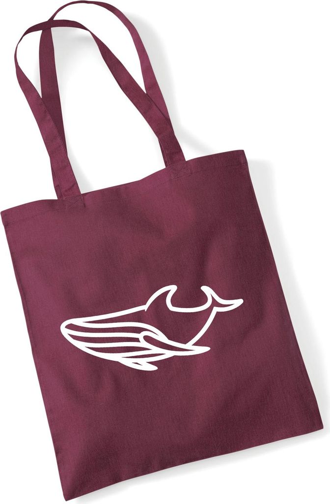 Huuraa Jutebeutel Blauwal Silhouette 10 Liter Burgundy Baumwolle Tasche Geschenkidee