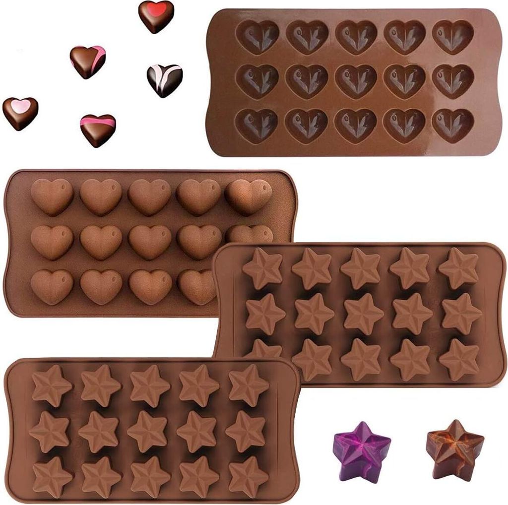 Silikonformen für Pralinen, 15 Mulden, sternförmige Produktbild 