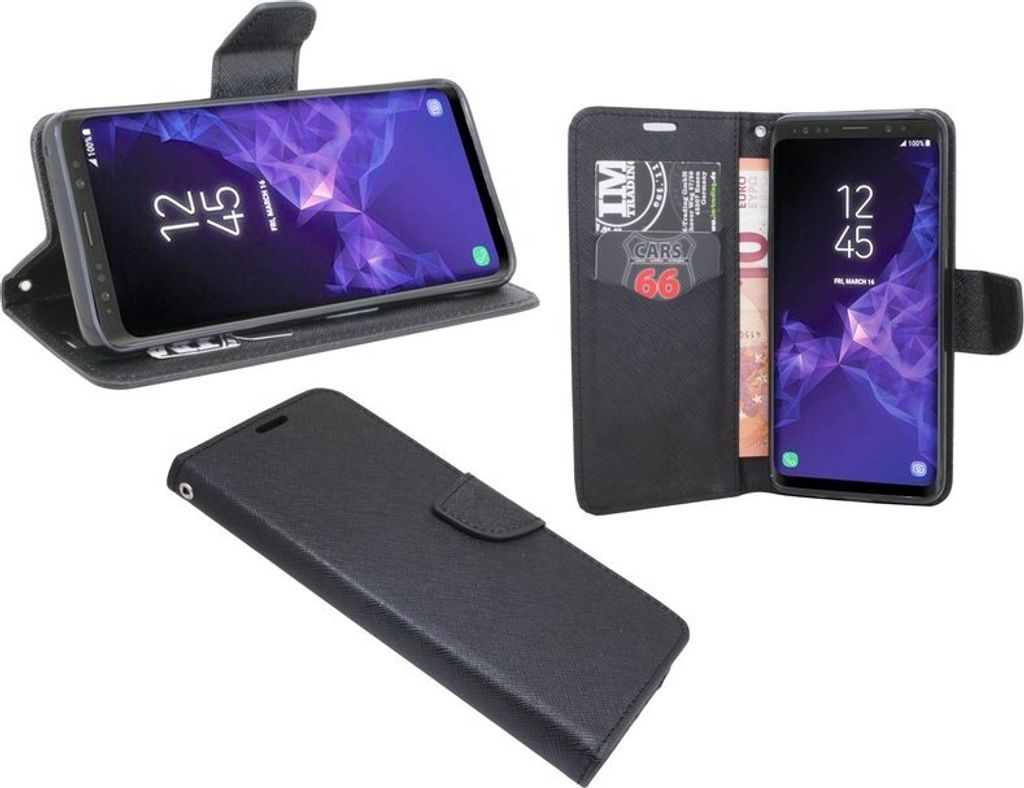 Samsung Galaxy S9 Plus Handyhülle Tasche Flip Case Smartphone Schutzhülle Schwarz