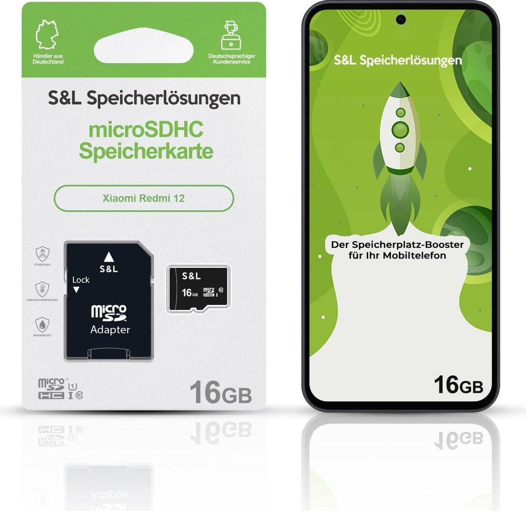 microSD Speicherkarte S&L für Xiaomi Redmi 12 - Speicherkapazität: 16 GB
