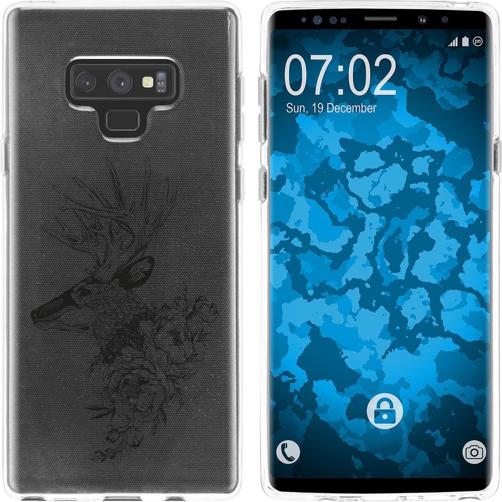 PhoneNatic Case kompatibel mit Samsung Galaxy Note 9 Silikon-Hülle Floral Hirsch M7-1