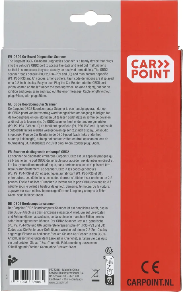 Scanner OBD2 Carpoint pour diagnostic auto et lecture de codes défauts