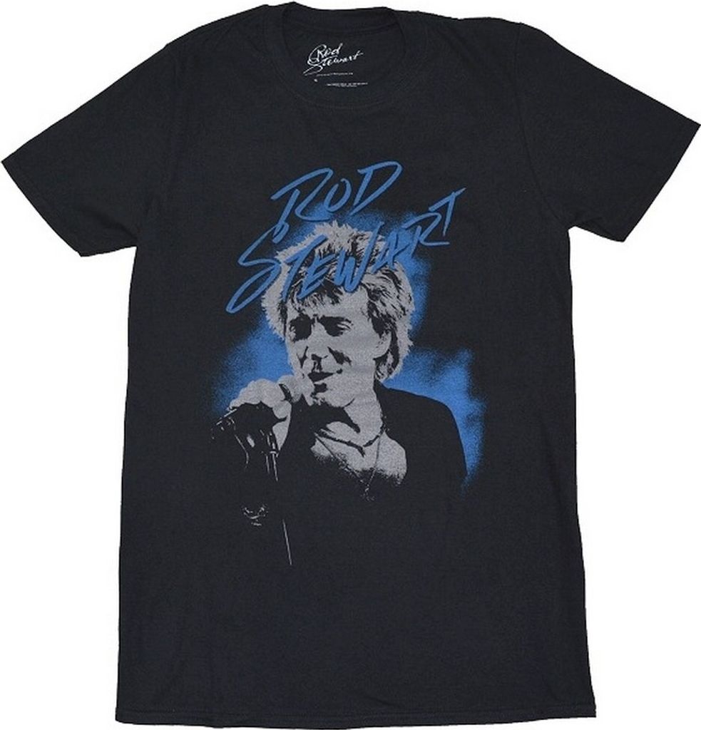 Rod Stewart - T-Shirt Fotoausdruck für Herren/Damen Uni RO8524 (M) (Schwarz)