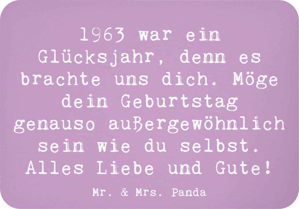 Mr. & Mrs. Panda magnet Spruch 1963 Geburtstag - Lavendeltraum - Geschenk, zettelhalter, wandmagnet, Erinnerungen, Happy Birthday, whiteboardmagnet...