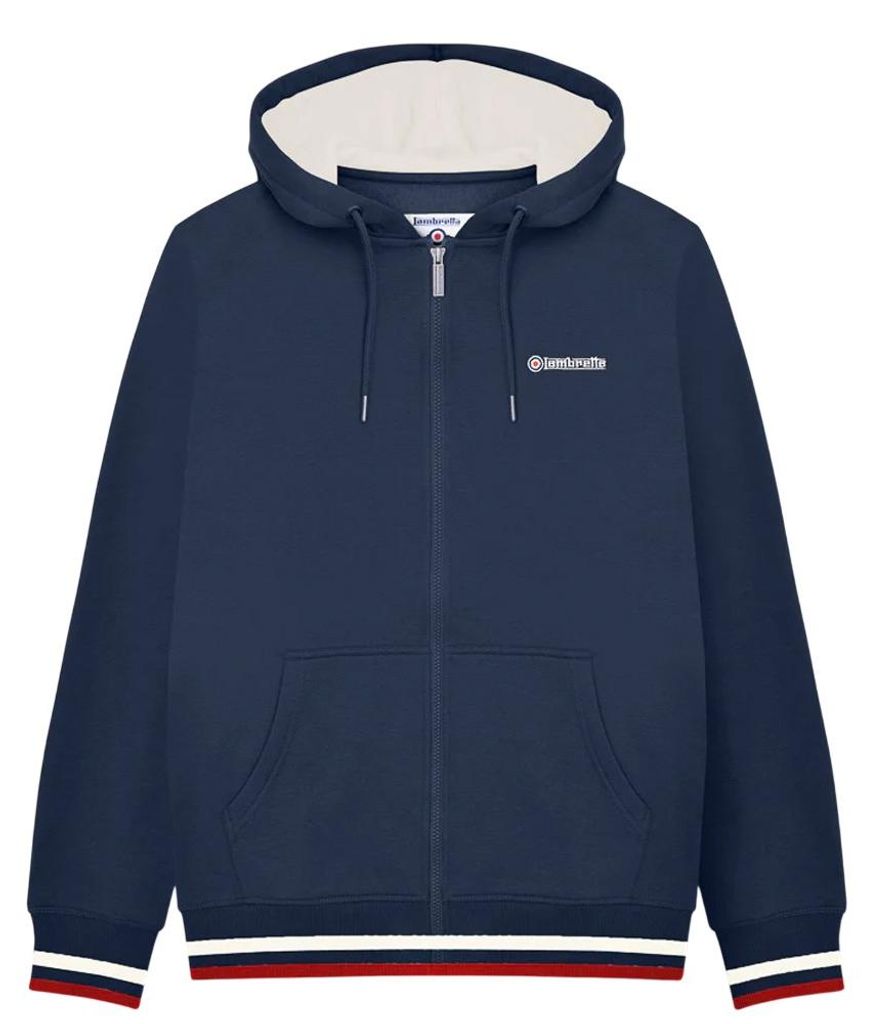 Lambretta - Hoodie mit durchgehendem Reißverschluss für Herren LB425 (XXL) (Marine/Jetstream Blau/Rot)