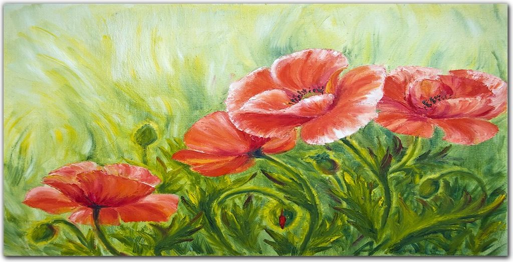 Coloray - Bild aus Glas - 120x60 cm - glasblock mit bild gehärtetes Glas wohnzimmer Dekoration wanddekoration Küche - Blumen Pflanzen Mohn
