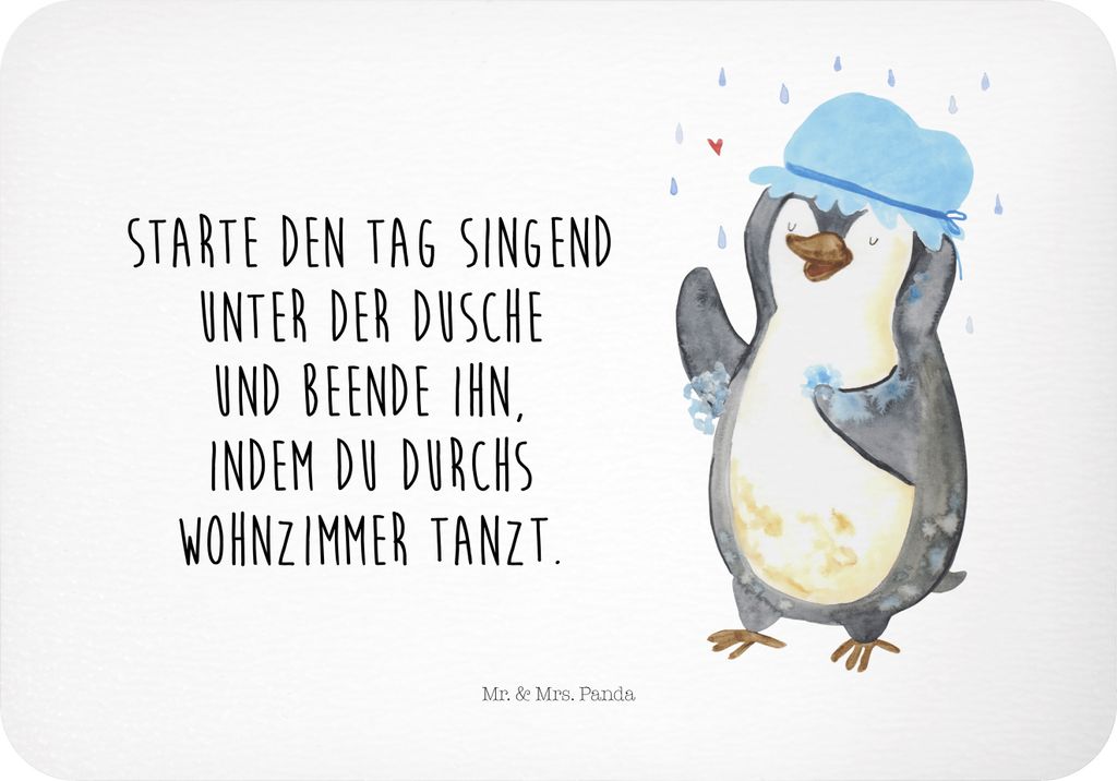 Mr. & Mrs. Panda magnet Pinguin Duschen - Weiß - Geschenk, wandmagnet, Duschkonzert, haftmagnet, Dusche, Pinguine, Kühlschrankmagnet, Baden, Moti...