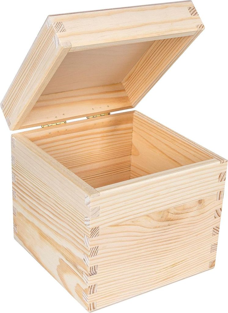 Creative Deco Drewniane Pudełko Kwadratowe z Pokrywą | 16 x Zdjęcie produktu 