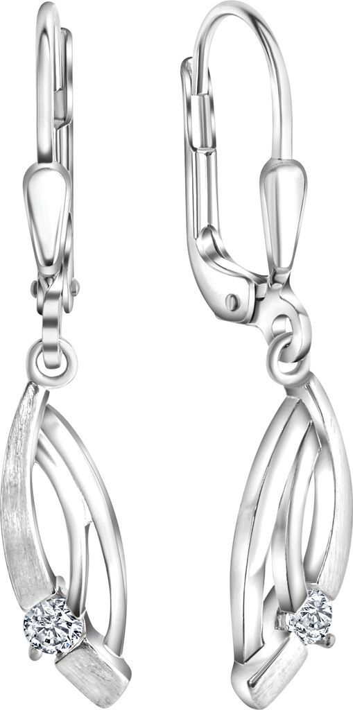 V Ohrhänger 925/- Sterling Silber 1,4cm weiß Zirkonia weiß 371230241