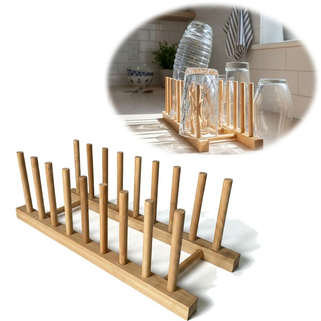 LS-Leben Stil Holz Abtropfgestell 34cm Bambus Abtropfgitter Produktbild 
