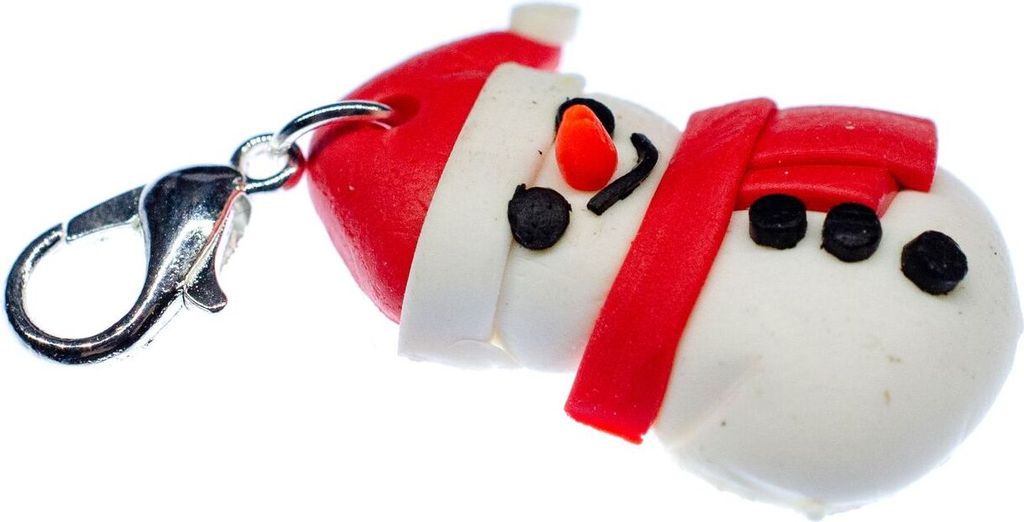 Schneemann flach Charm Winter Weihnachten Miniblings Anhänger Armband Rot Weiß