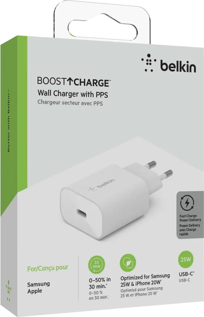 Belkin 25W USB-C Caricatore Bianco - Sostituzione Originale Garantita - 15