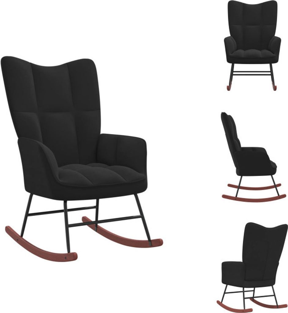 vidaXL Schaukelstuhl Schwarz Samt - Schaukelstühle