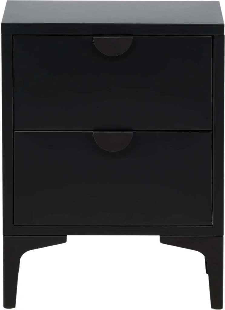 Table de nuit Piring à 2 tiroirs noir intense - Table de chevet design