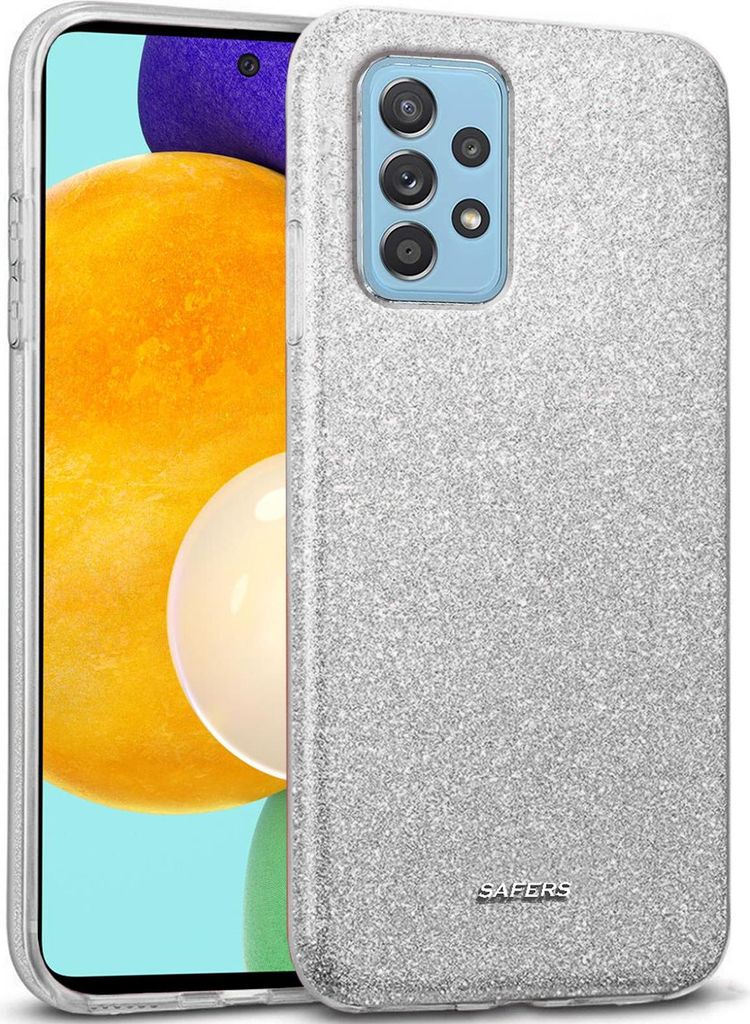 Handy Case für Samsung Galaxy A72 Hülle Glitzer Cover TPU Schutzhülle, Silber