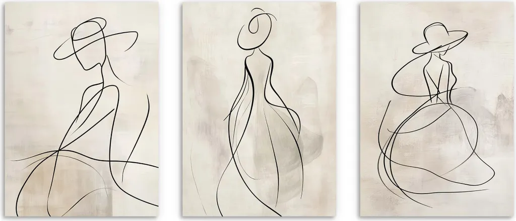 Trittico Poster Boho Chic per Casa Moderna - Quadri Donna con Cornice - 3