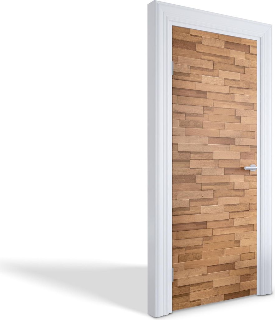 Selbstklebende Türfolien Kreativ Türtapeten Wandsticker - Holzmosaik - 85 x 205 cm