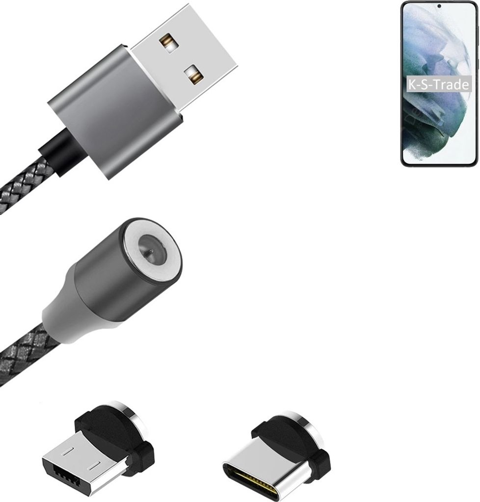 K-S-Trade Hochwertiges Magnet-Lade-kabel Sync-Kabel Daten-Kabel für Samsung Galaxy S21+ 5G Exynos mit USB-Typ-C-Anschluss und Micro-USB-Anschluss 2A