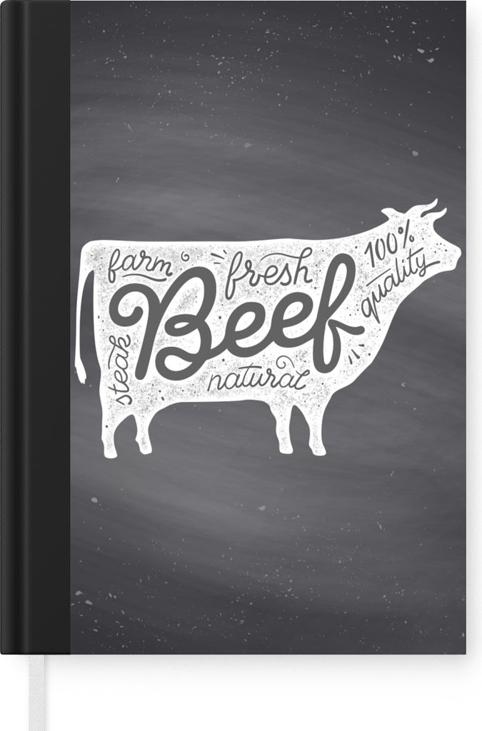 MuchoWow Notizbuch Tagebuch Haushaltsbuch Notebook A5 Kuh - Tier - Steak - Notizblock - Notizheft - Notebook - Schreibblock - Papier