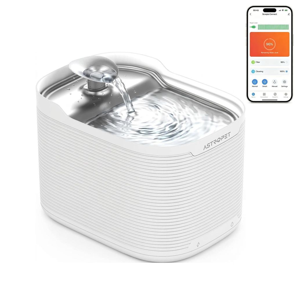 AstroPet Katzenbrunnen Kabellos - 2,5L Trinkbrunnen für Produktbild 