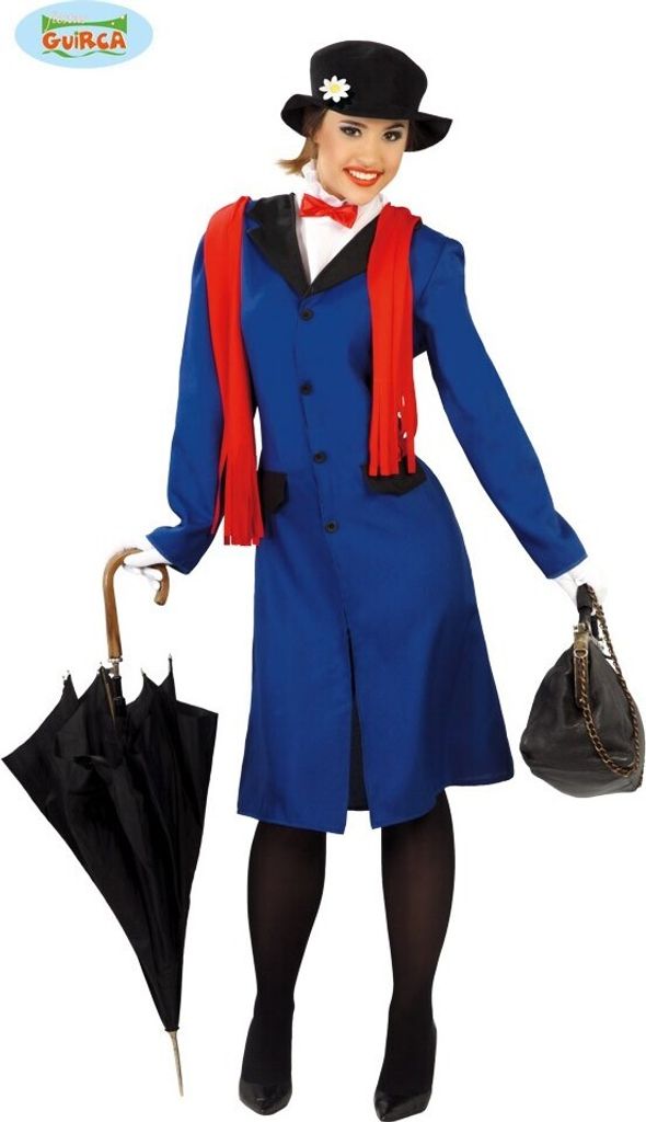 FIESTAS GUIRCA Klassisches Poppins Babysitter-Kostüm für eine Frau