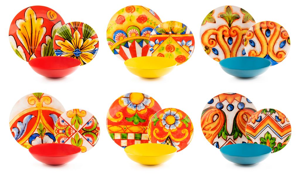Zestaw naczyń Excelsa 18-częściowy, kolorowa porcelana Zdjęcie produktu 
