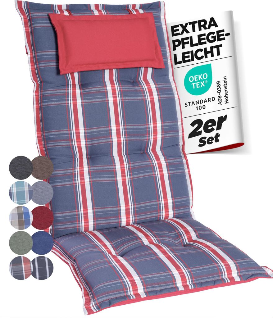 Gardisun Gartenstuhlauflage Gartenstuhlauflagen Polyester 6,5cm Hoch, Kopfteil