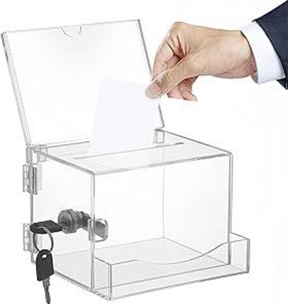 Acrylspendenbox, Spendenbox Abschließbar,Transparente Acryl Stimmzettel Boxen, Wahlurne, mit Schwarzem Schlüssel, Empfohlene Box, für Spendensam...