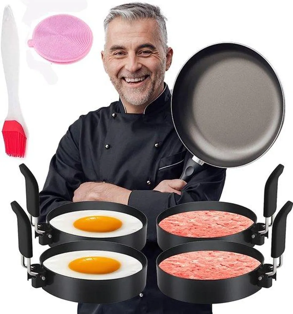 Anneaux à œufs pour des petits-déjeuners parfaits - Lot de 4 pièces
