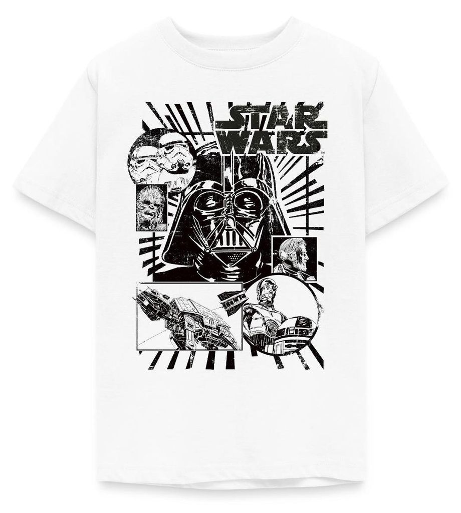 Star Wars Charaktere Darth Vader Chewbacca C3PO Teenager T-Shirt, 152/164 (12-14 Jahre), Weiß