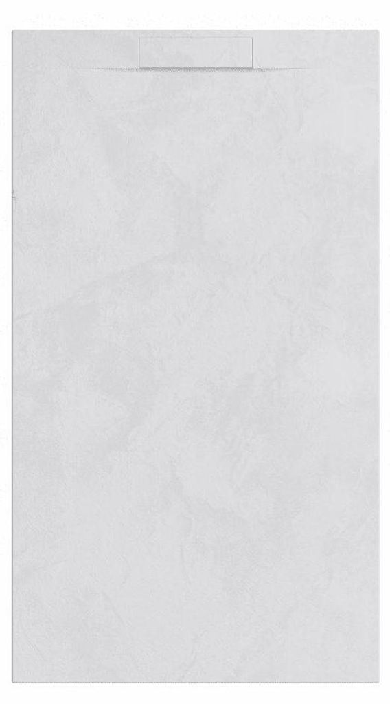 Mineralguss-Duschwanne extra flach Spachteloptik KORAL weiss 90x100 cm Auslaufschutz in Farbe