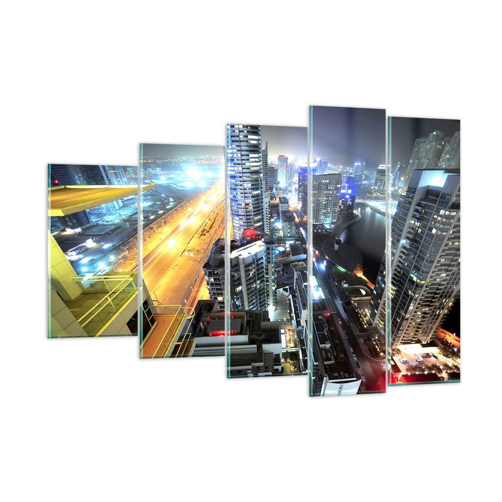 Bilder auf glas - Architektur Industrie Nacht Licht - 150x100cm - Glasbilder - Wandbilder - Kunstdruck - Wanddekoration aus Glas - Glas Bilder - Wa...