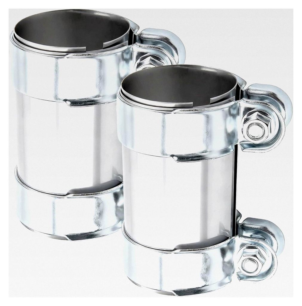 2 Stück Ø 51 mm x 125 mm Länge Doppelschelle Auspuffschelle Edelstahl Rohrverbinder, Universal Auspuff Abgasanlage