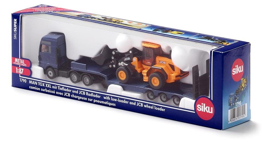 siku 1790 siku MAN LKW mit Tieflader und JCB Radlader Immagine del prodotto 