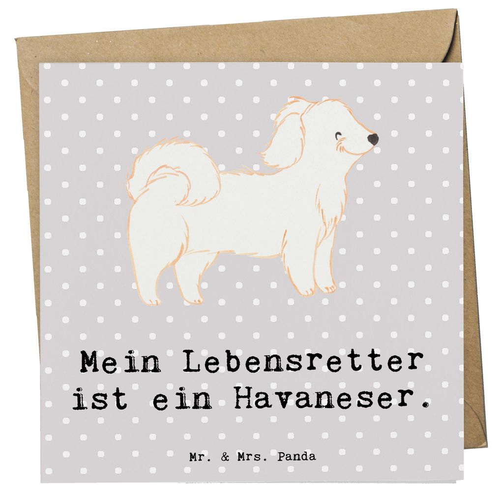 Mr. & Mrs. Panda Grußkarte Havaneser Lebensretter - Grau Pastell - Geschenk, doppelkarte, Glückwunschkarte, Klappkarte, Bichón Habanero, Bichon ...